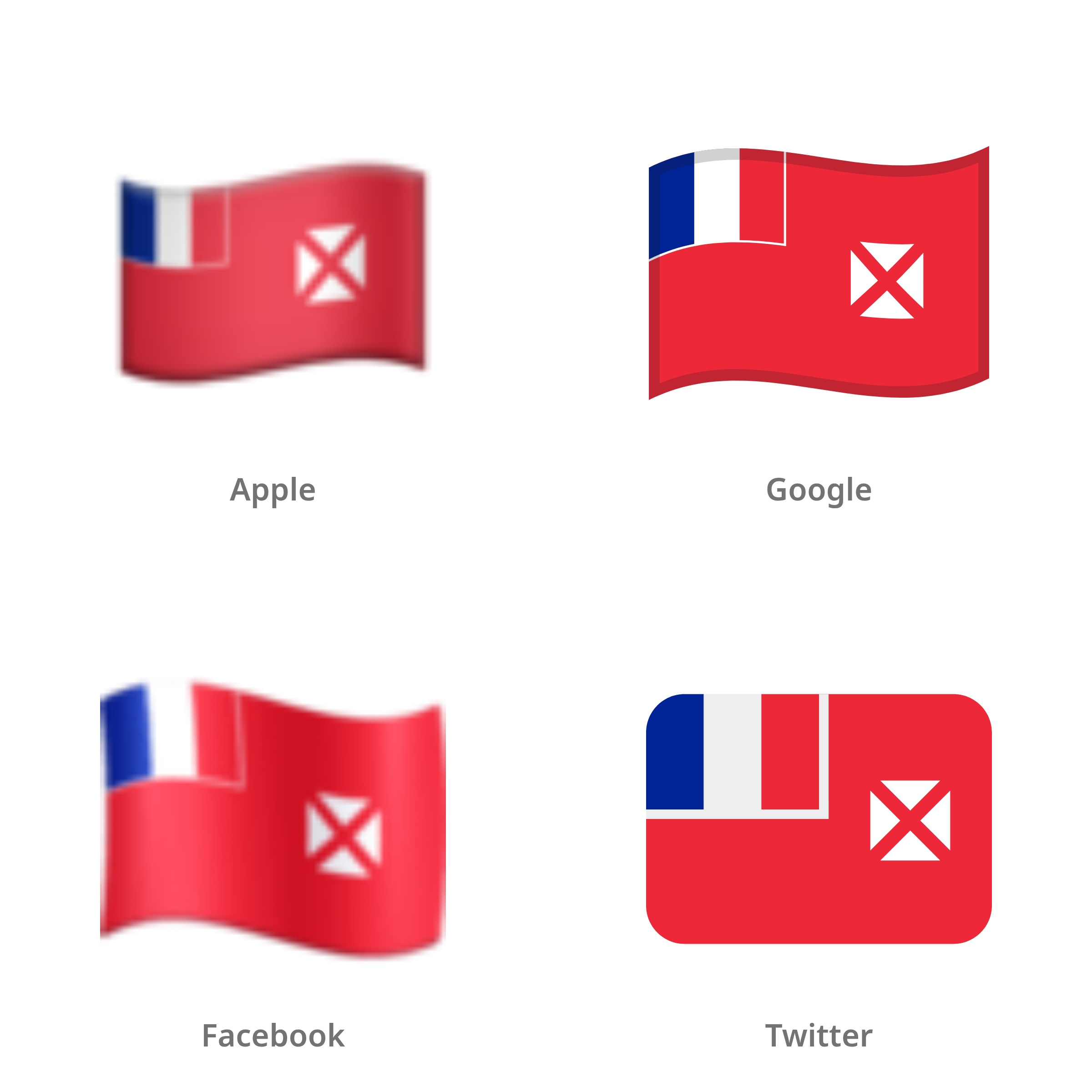 De emoji vlag: Wallis en Futuna in Apple-, Google-, Facebook- en Twitter-stijl