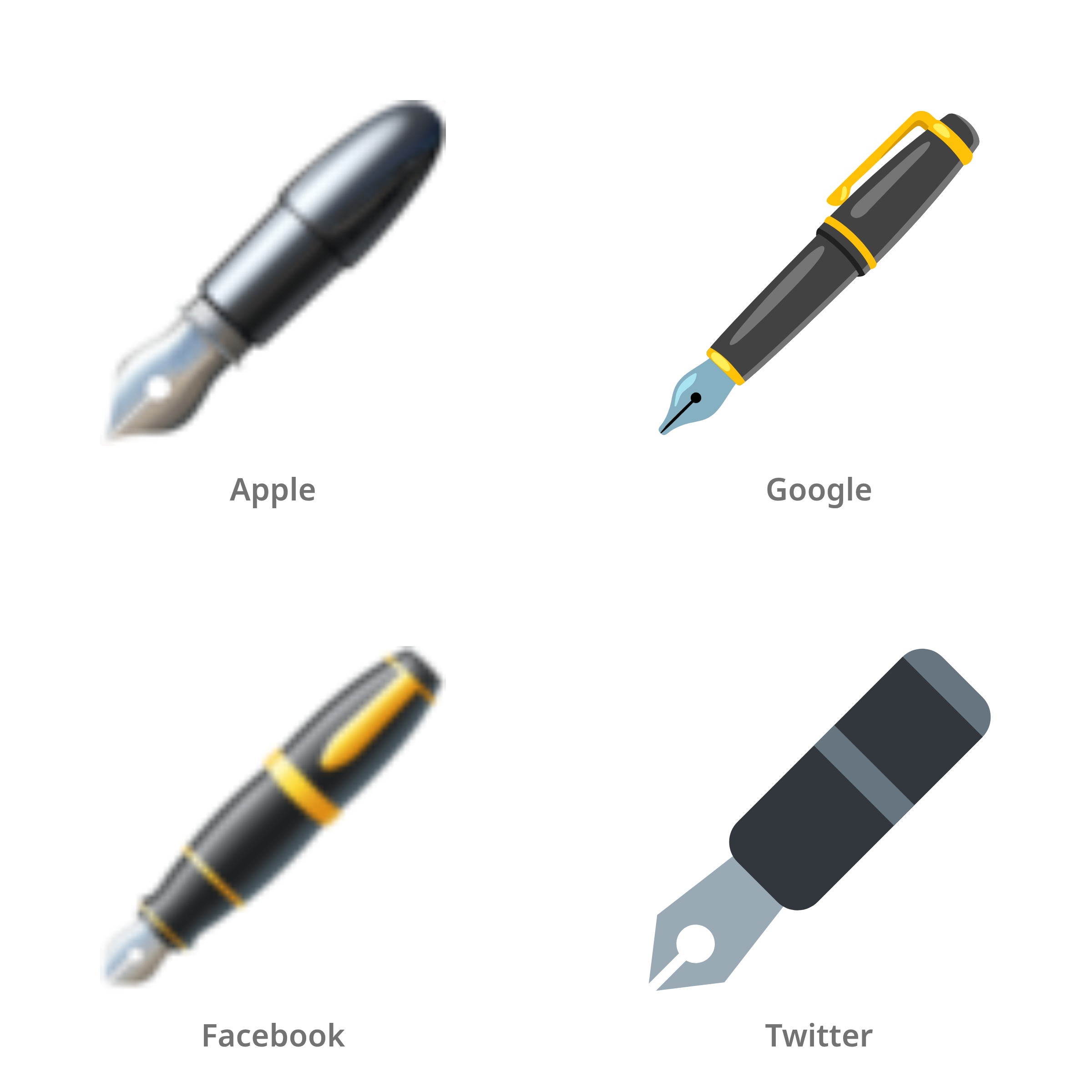 De emoji vulpen in Apple-, Google-, Facebook- en Twitter-stijl