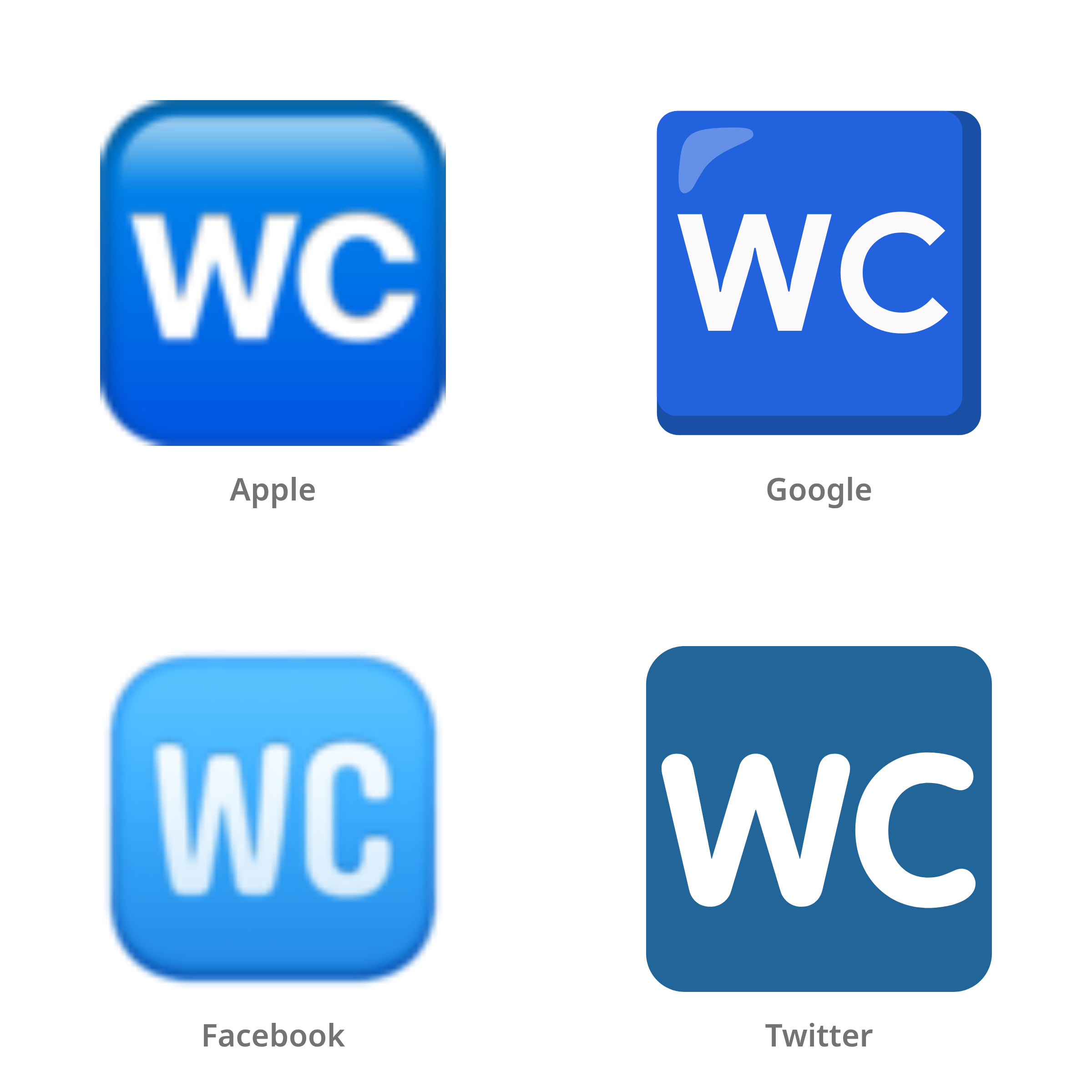 De emoji wc in Apple-, Google-, Facebook- en Twitter-stijl
